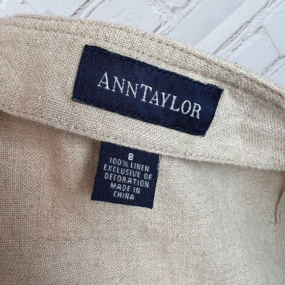 ANN TAYLOR boho gray beige wrap fringe linen unlined embroidered skirt size 8 - Picture 6 of 6